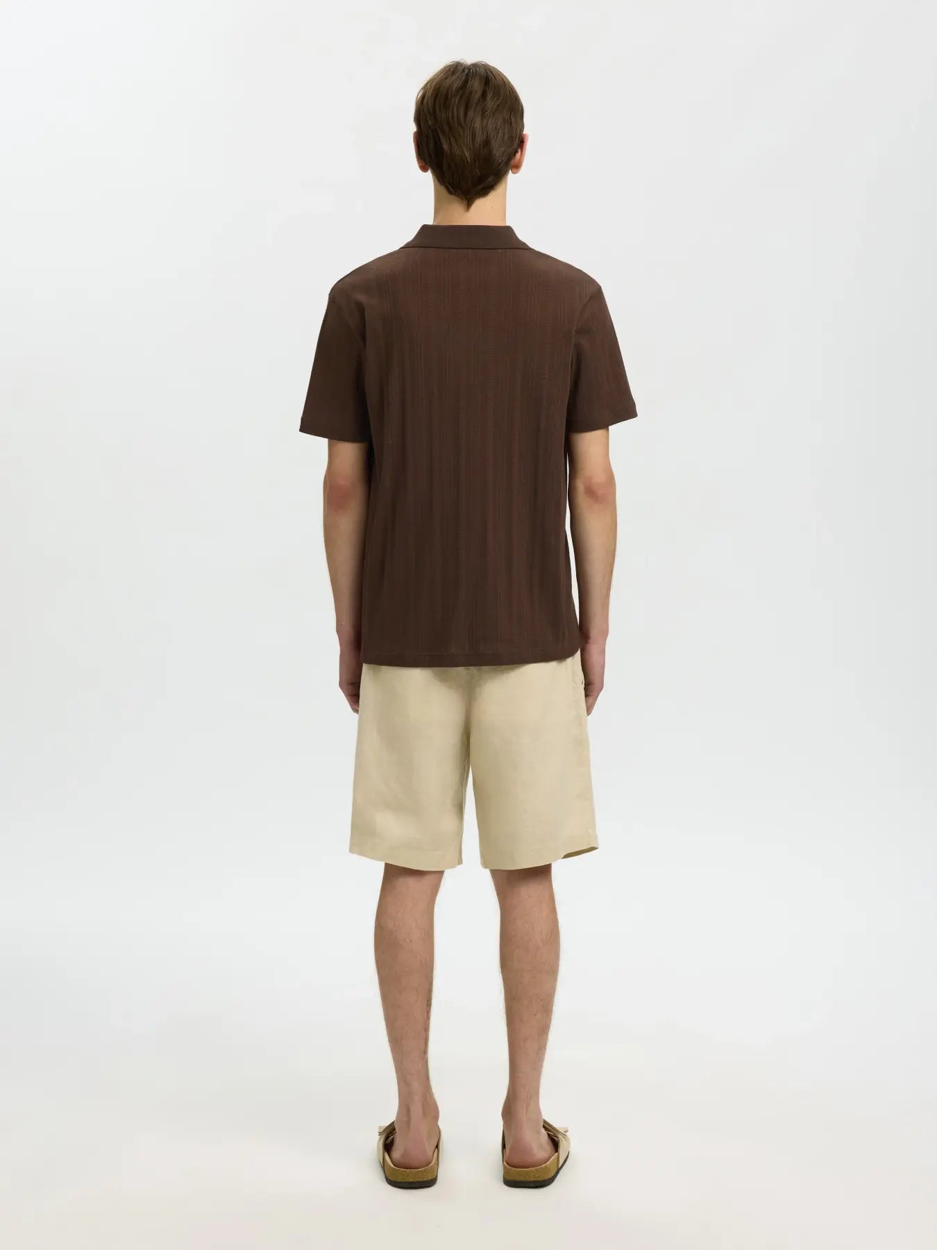 pike pikè selected homme travis polo krage bracken brown brun piketröja pikètröja