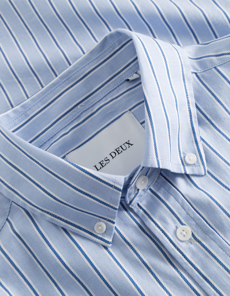 skjorta shirt les deux kolton herringbone poplin shirt white blue vit blå botten down