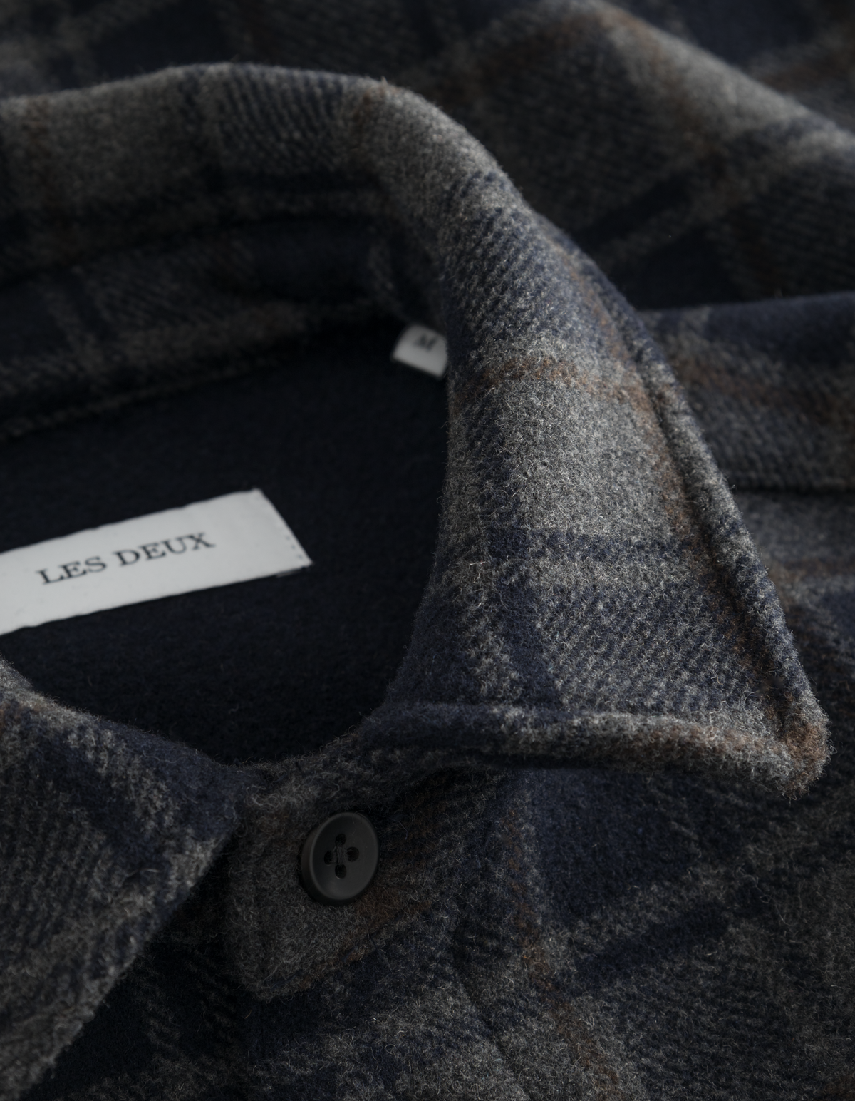 overshirt les deux jason check charcoal navy grå blå randig rutig överskjorta