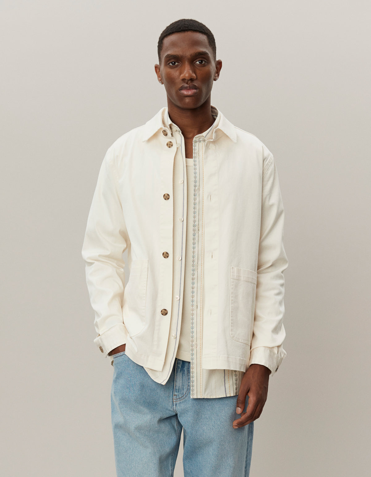 overshirt les deux langley light ivory stretch sand överskjorta