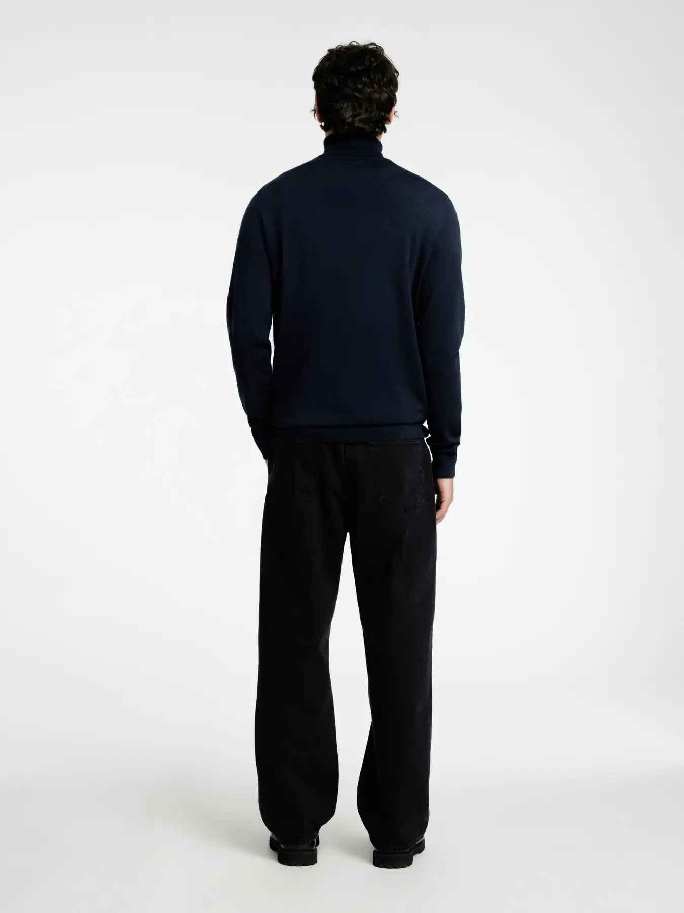 tray ls knit merino roll neck selected homme polotröja ull merinoull navy blazer blue blå