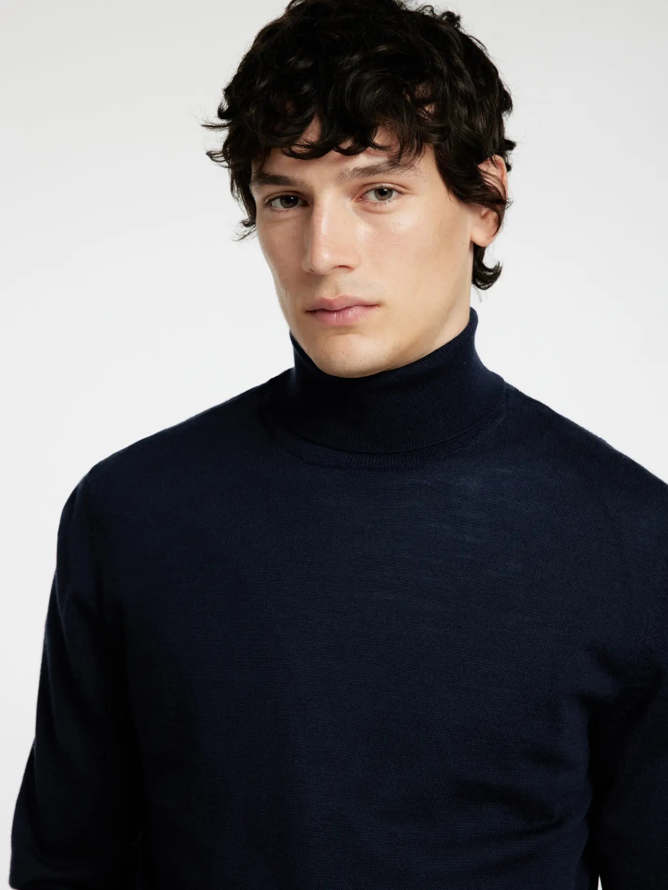 tray ls knit merino roll neck selected homme polotröja ull merinoull navy blazer blue blå