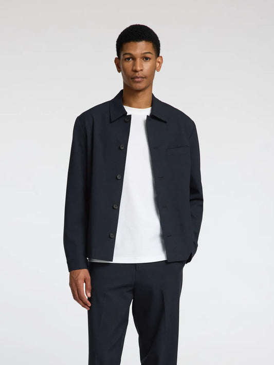 overshirt selected homme robert overshirt regular fit stretch kavaj dark sapphire navy blue överskjorta jacka