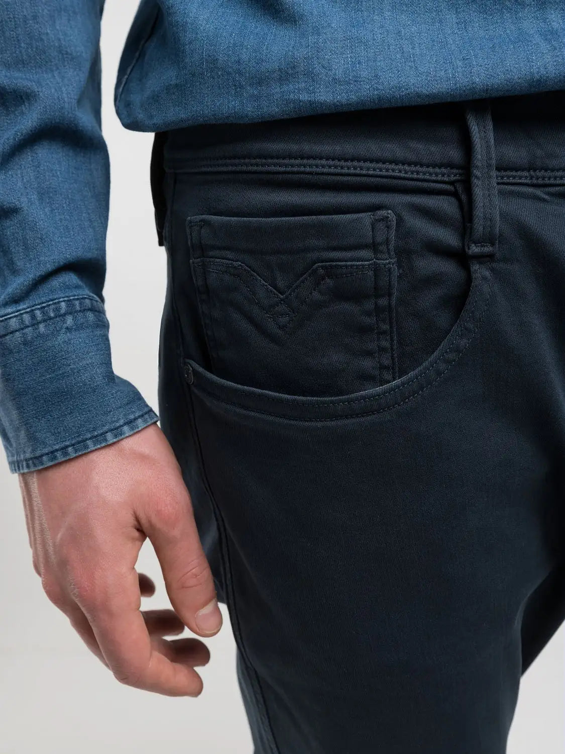 anbass hyperflex jeans replay denim 914 slim fit stretch replayjeans navy blå