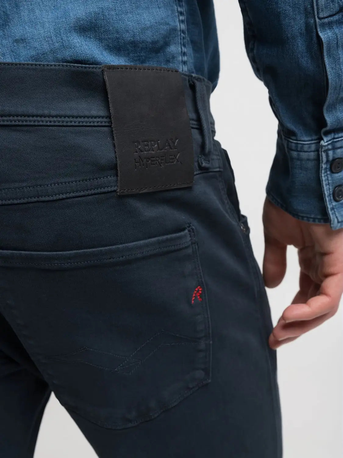 anbass hyperflex jeans replay denim 914 slim fit stretch replayjeans navy blå