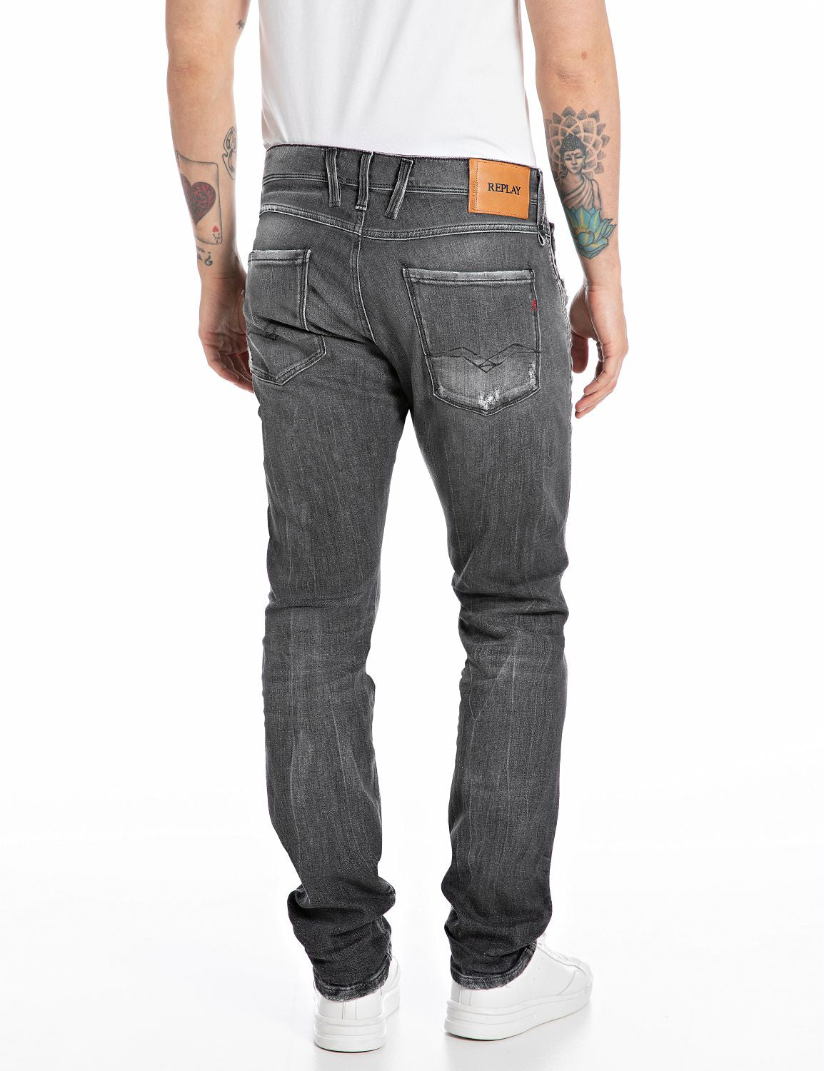 jeans anbass replay age 05 914q stretch denim slim fit replayjeans grå grey svart black slitnajeans