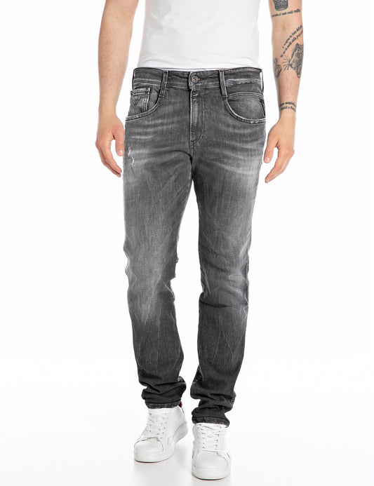 jeans anbass replay age 05 914q stretch denim slim fit replayjeans grå grey svart black slitnajeans