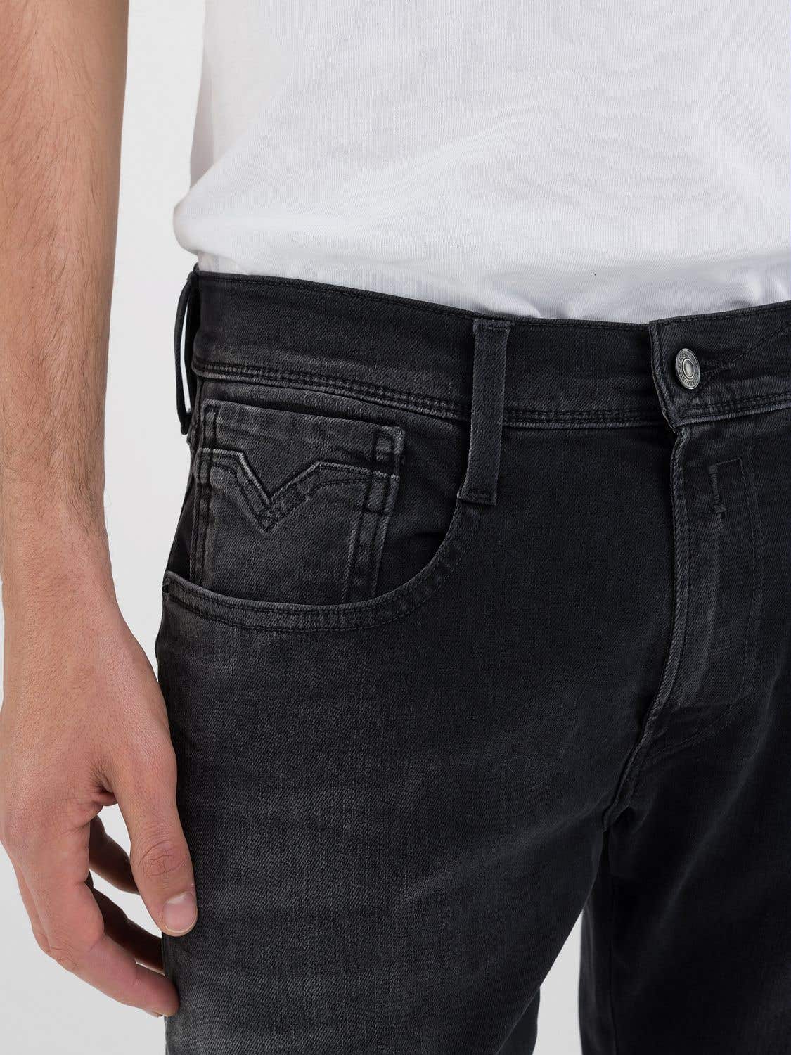 anbass hyperflex replay 914 replay jeans stretch slim fit black svart 72b grey grå