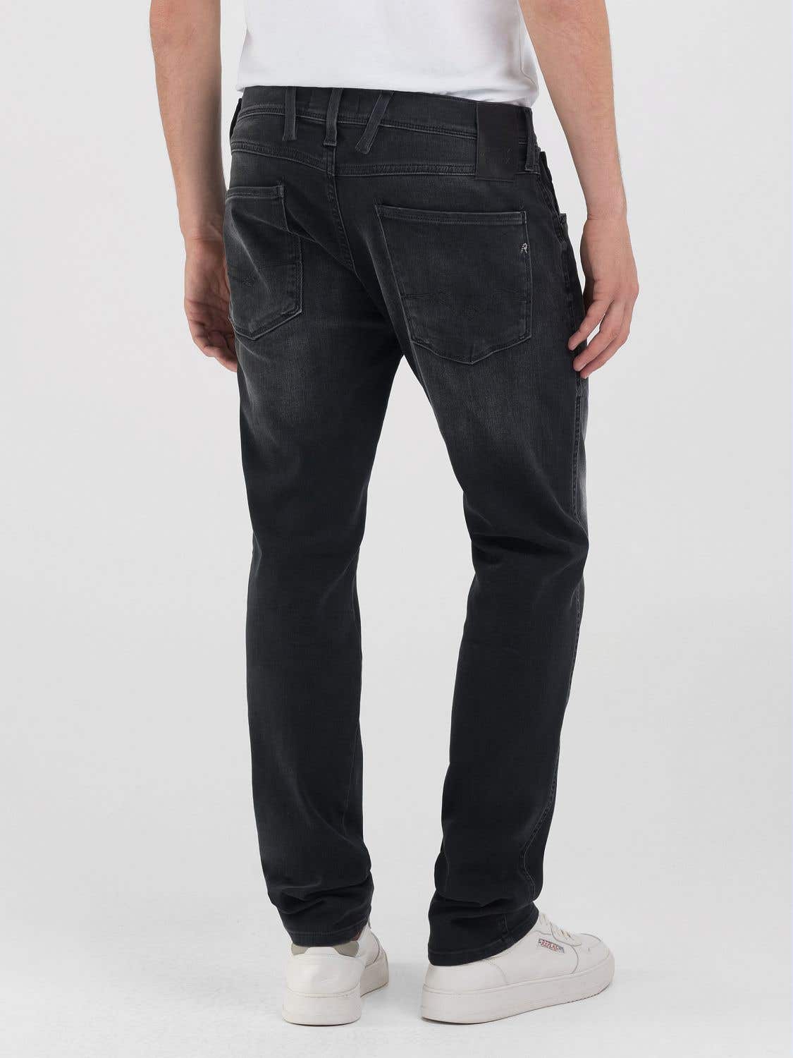 anbass hyperflex replay 914 replay jeans stretch slim fit black svart 72b grey grå