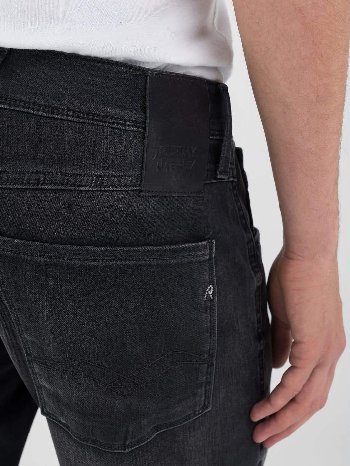 anbass hyperflex replay 914 replay jeans stretch slim fit black svart 72b grey grå