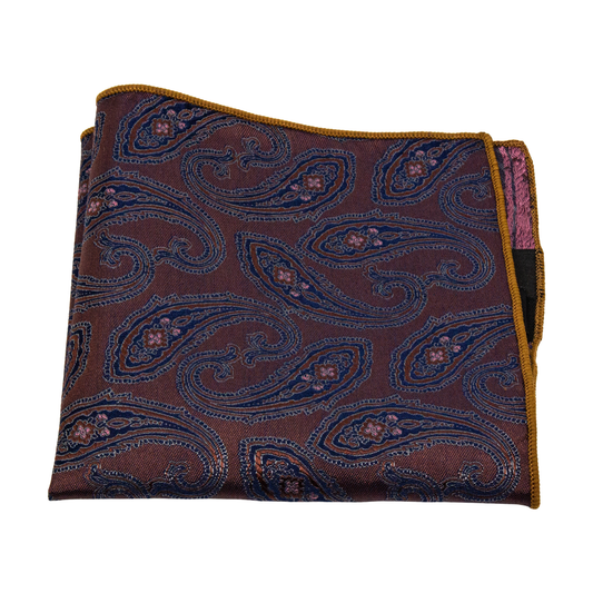 näsduk pocket square 7east seveneast seven east vojens n456 rust red navy paisley fri frakt stenungsund