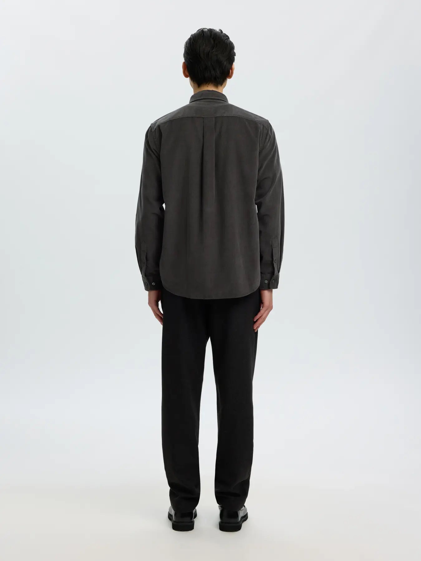 skjorta shirt selected homme cole danni cord shirt manchester tyg button down dark shadow grey grå fri frakt stenungsund
