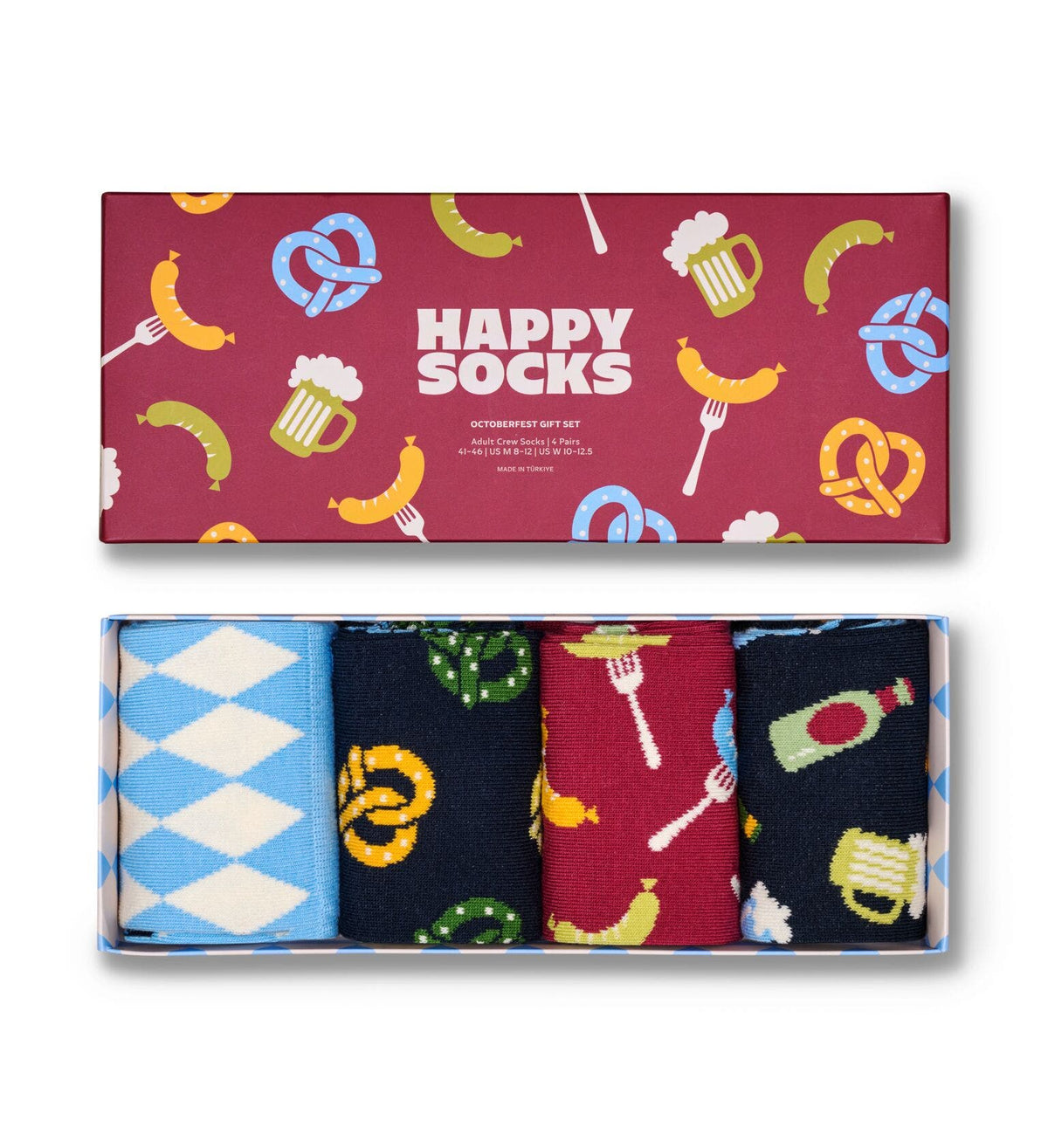 sockar strumpor happysocks happy socks octoberfest gift box socks öl beer korv roliga sockar fri frakt stenungsund