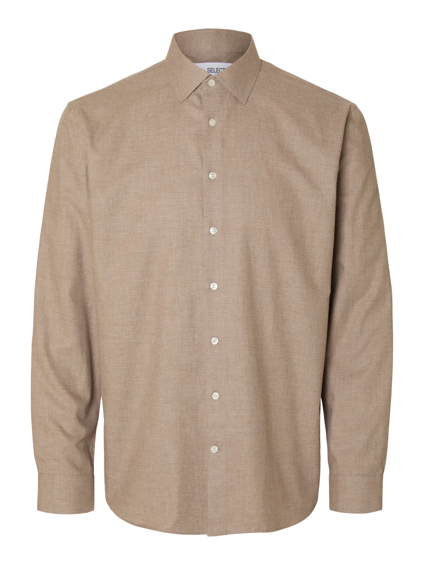 skjorta selected homme leo heather bomull sand beige