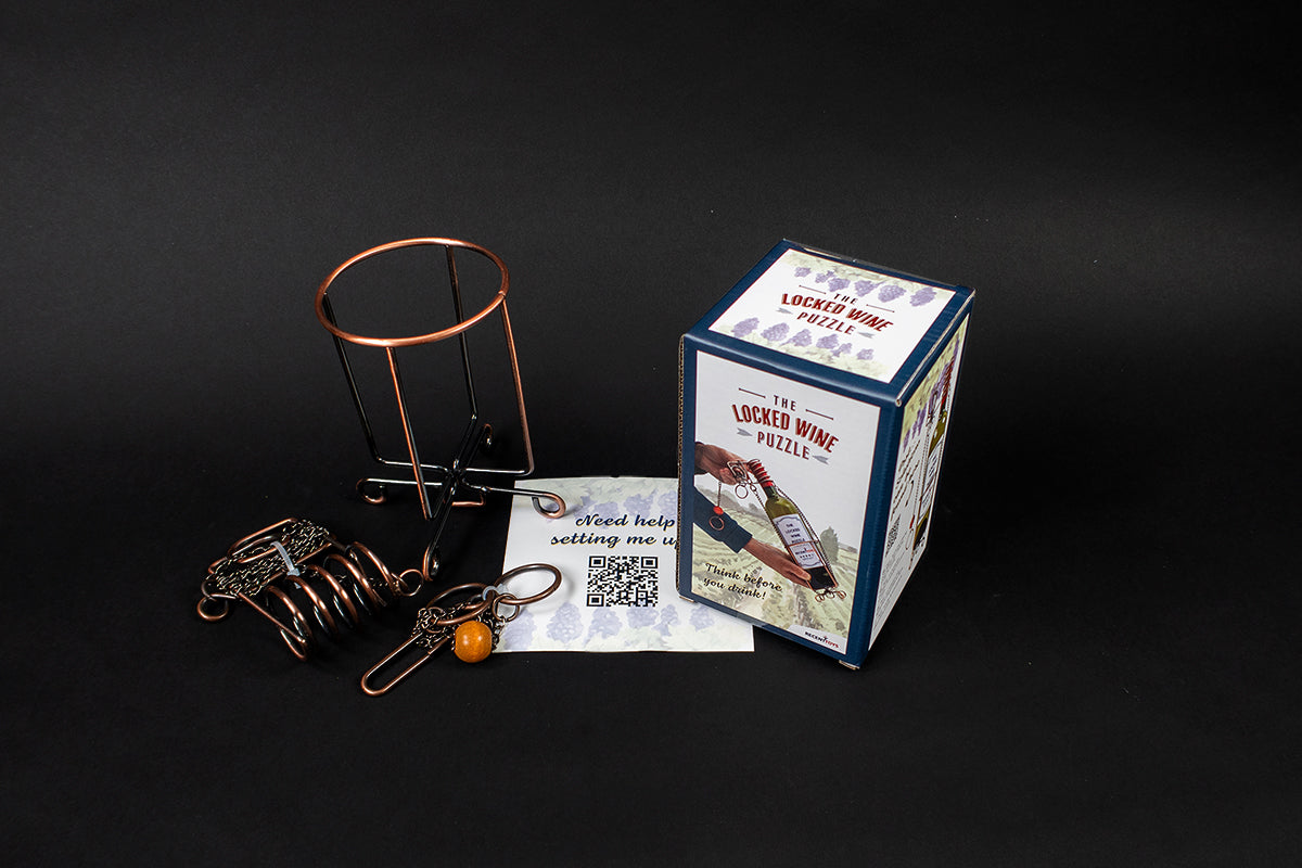 pussel spel låsta vinflaskan ohlsson & lohaven present wine puzzle