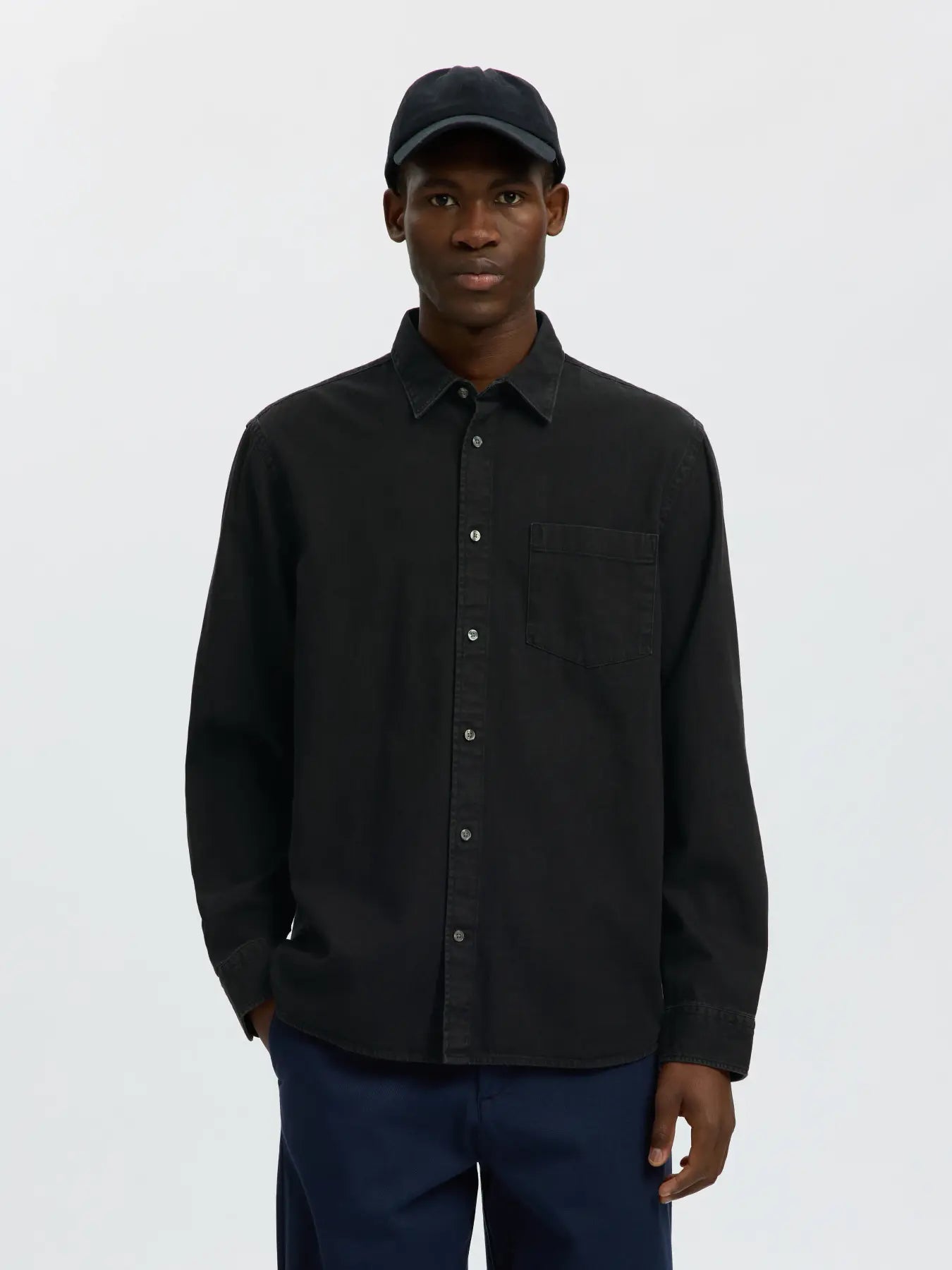 skjorta shirt carlo denim shirt jeansskjorta selected homme black svart fri frakt stenungsund
