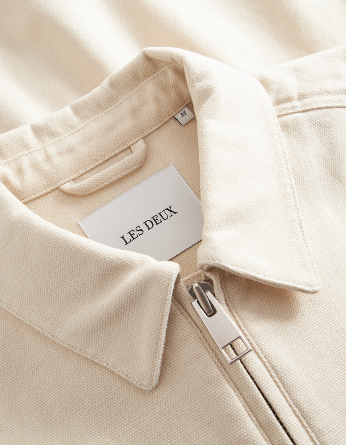 overshirt les deux robert canvas jacket ivory sand beige dragkedja zip överskjorta jacka
