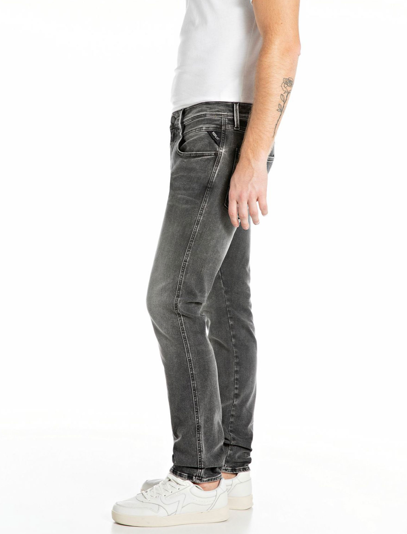 jeans replay anbass hyperflex 914y o4b stretch slim fit replayjeans grå svart fri frakt stenungsund