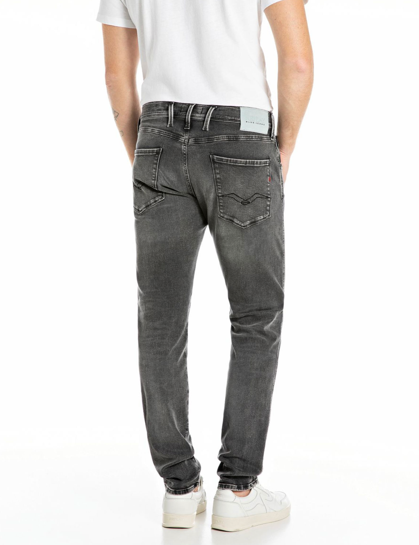 jeans replay anbass hyperflex 914y o4b stretch slim fit replayjeans grå svart fri frakt stenungsund