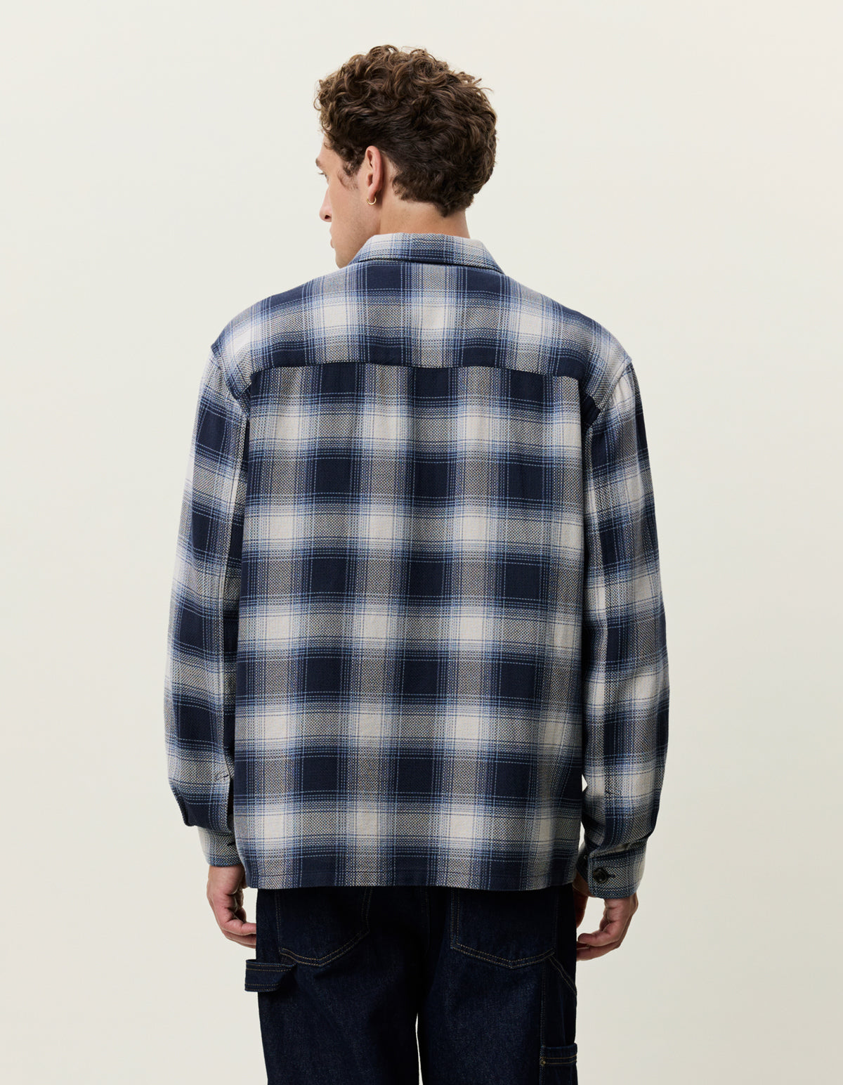 overshirt les deux shadowcheck overshirt skjorta överskjorta rutig randig dark navy blue blå fri frakt stenungsund