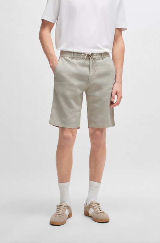 shorts boss chino tapered hugo boss linne linen light beige sand