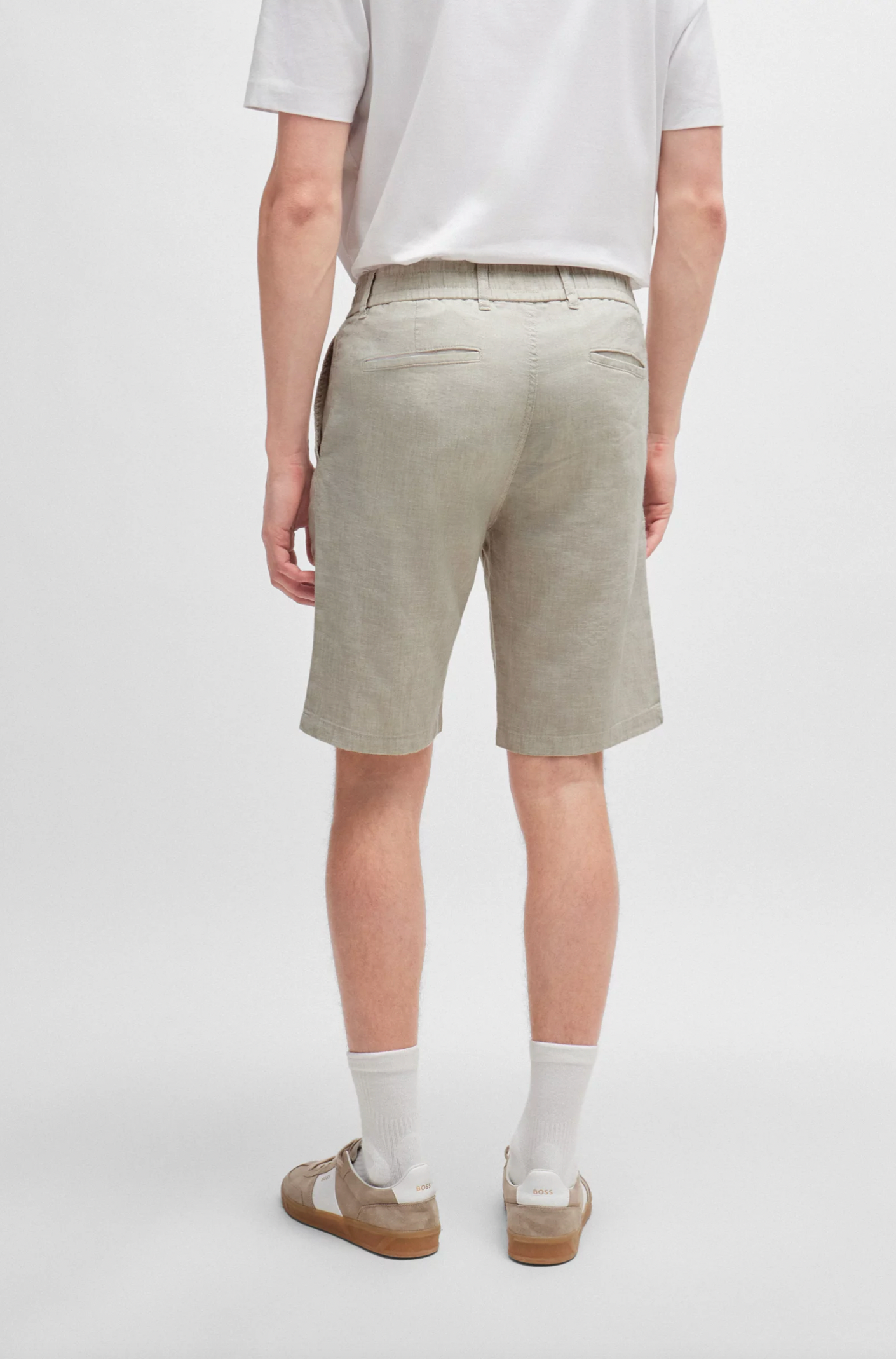 shorts boss chino tapered hugo boss linne linen light beige sand