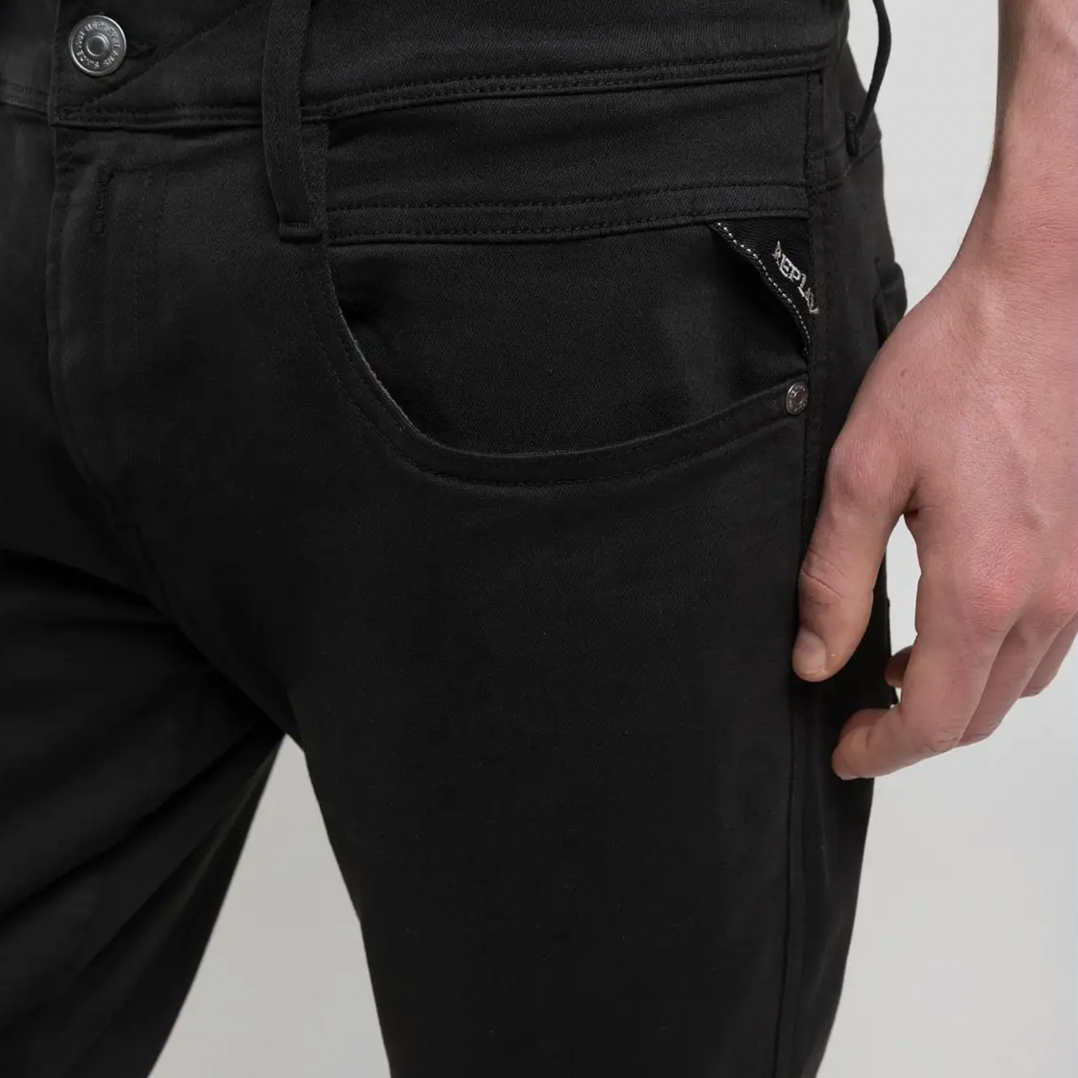 anbass hyperflex replay 914 replay jeans stretch slim fit black svart color edition
