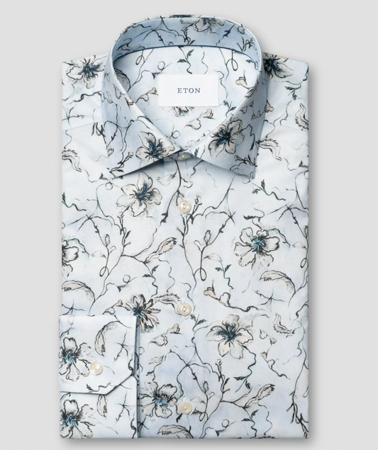 Floral Signature Twill Light Blue