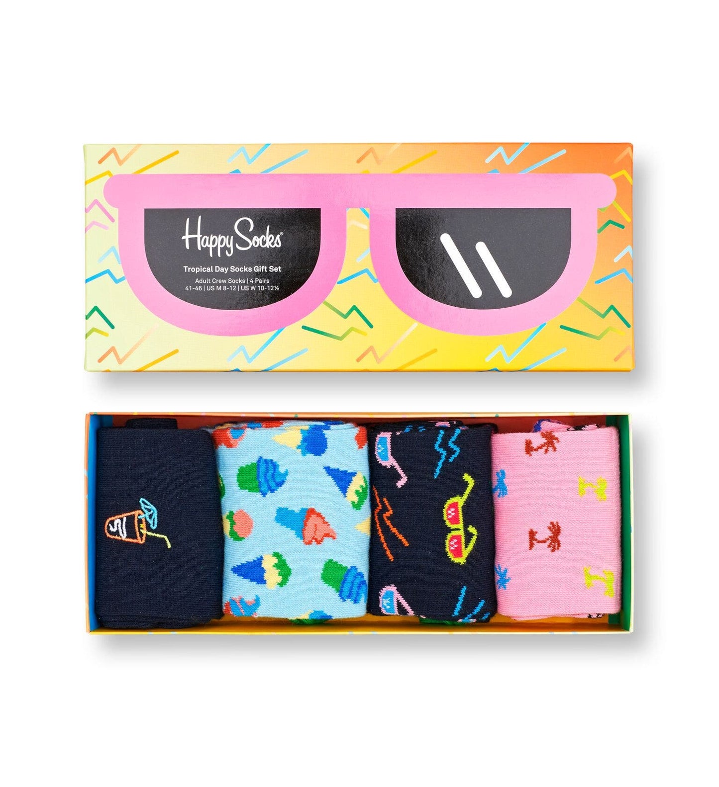 sockar strumpor happy socks happysocks tropical day gift box 4pack roliga sockar mönstrade sockar