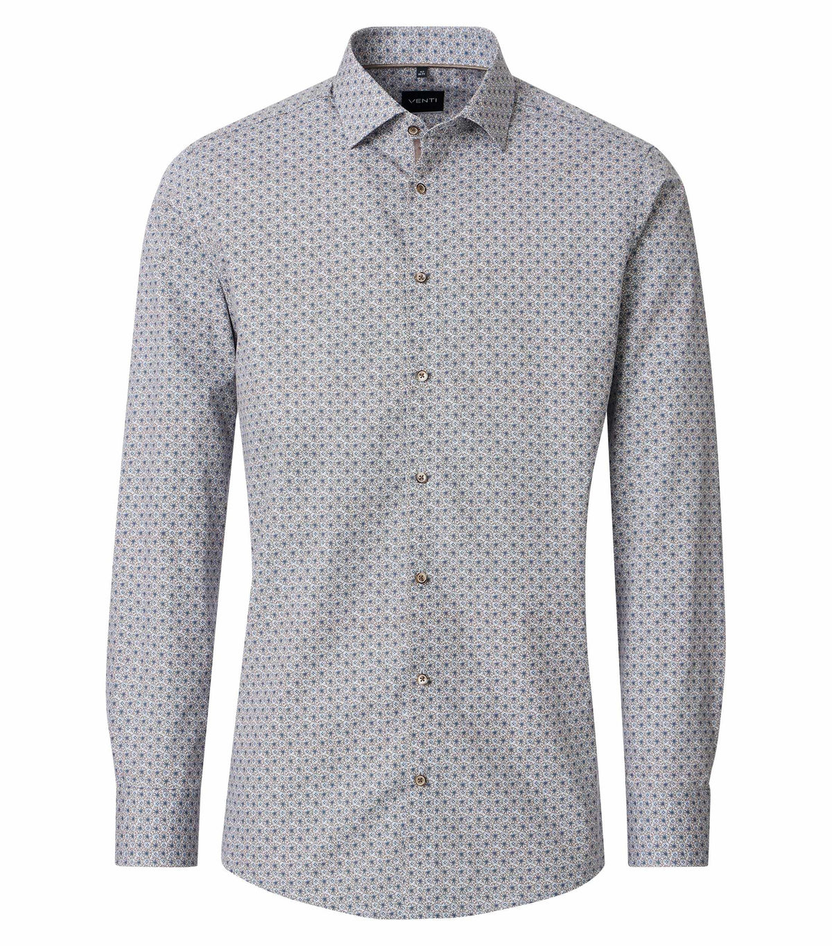 skjorta shirt venti venti shirts modern fit regular fit kostym skjorta brown blue print vit brun blå fri frakt stenungsund