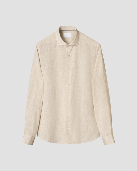 skjorta shirt eton etonshirts solid linen linne skjorta linen shirt linneskjorta light beige sand sommarskjorta