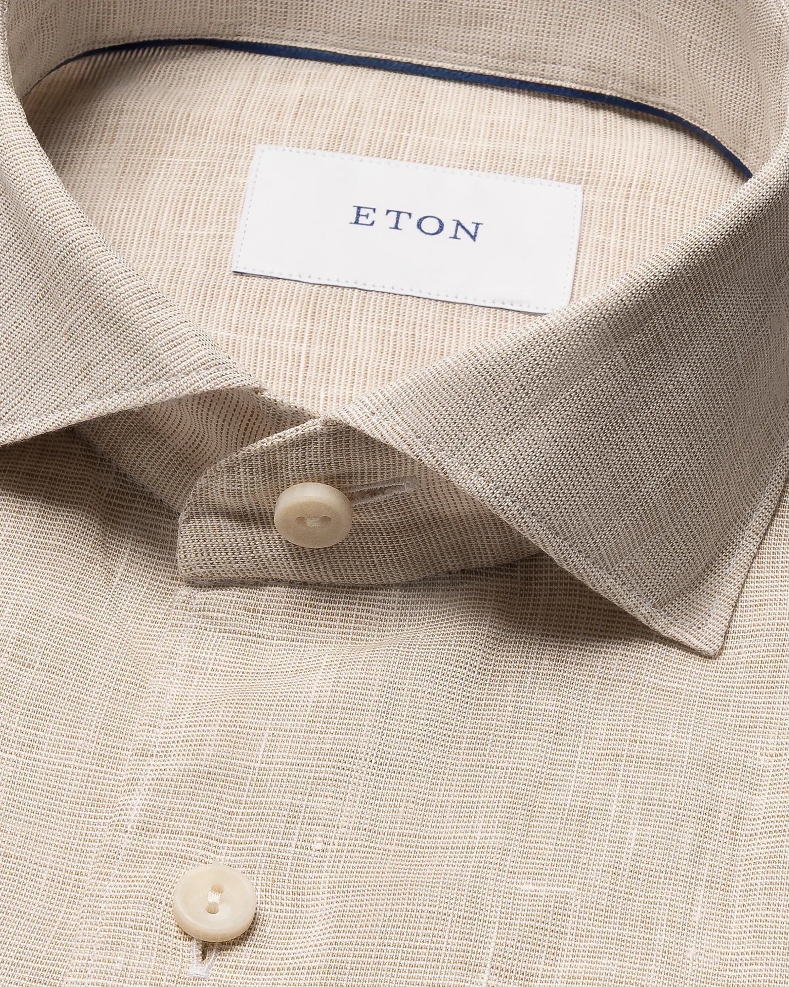 skjorta shirt eton etonshirts solid linen linne skjorta linen shirt linneskjorta light beige sand sommarskjorta