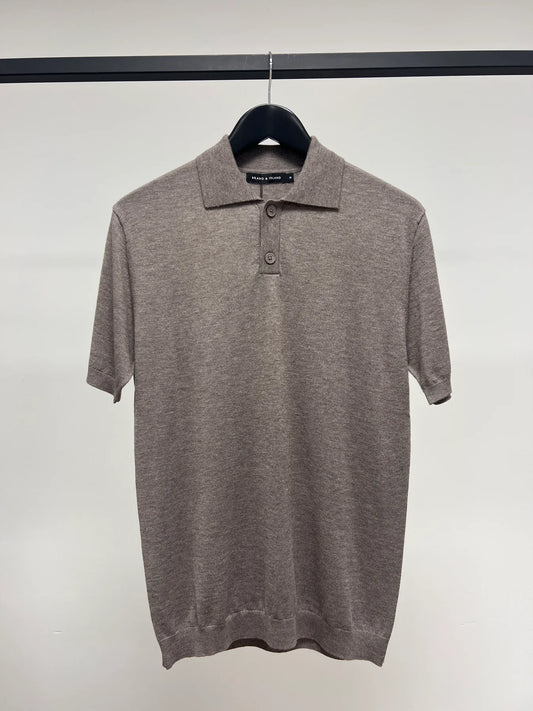 pikè pike brand island bryson ss polo knit piketröja pike tröja mid brown brun krage