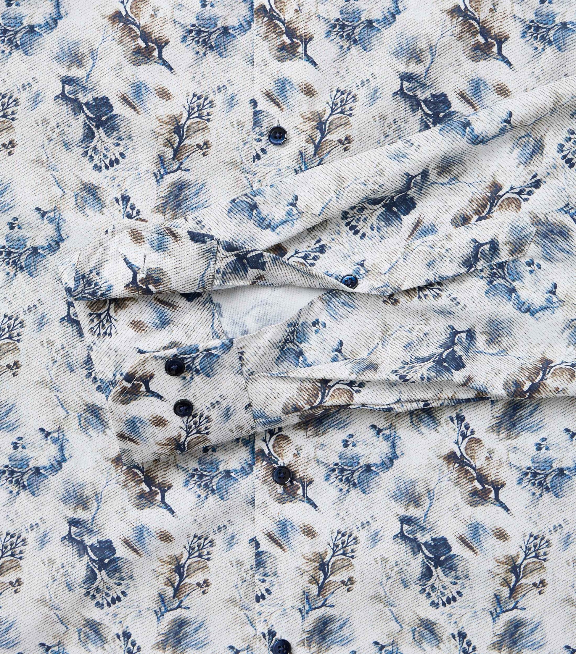 skjorta shirt venti modern fit regular fit flowers blommor aop vit blå brun white navy brown fri frakt stenungsund