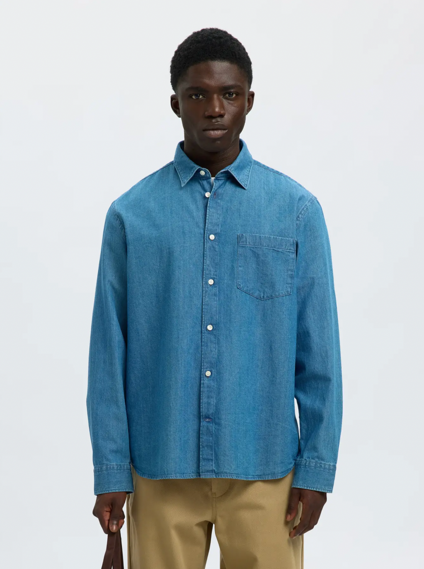 skjorta jeansskjorta denimshirt selected homme shirt indigo regular fit blå medium blue