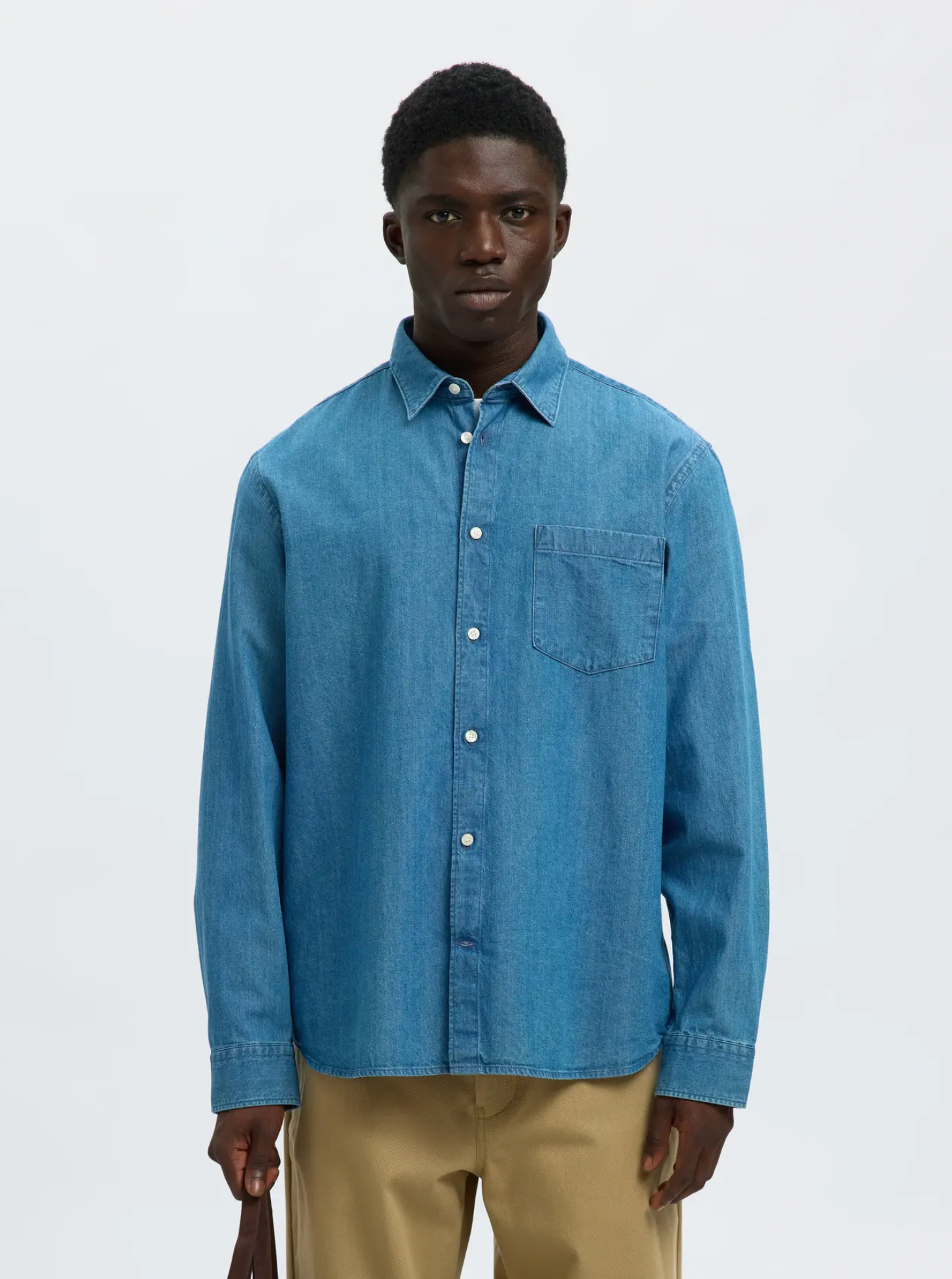 skjorta jeansskjorta denimshirt selected homme shirt indigo regular fit blå medium blue