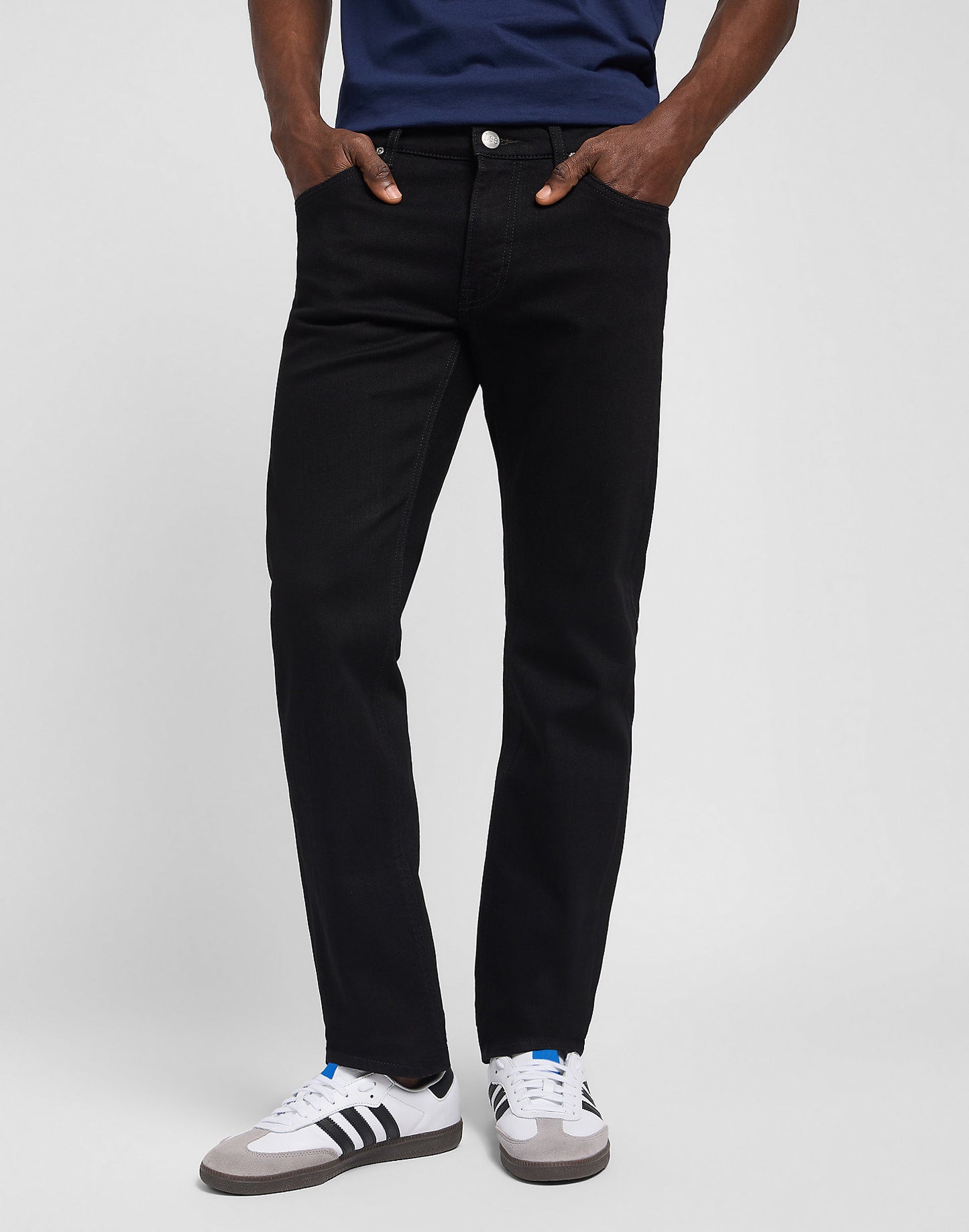 daren lee daren zip leejeans stretch regular fit raka jeans dragkedja zip black svart clean black
