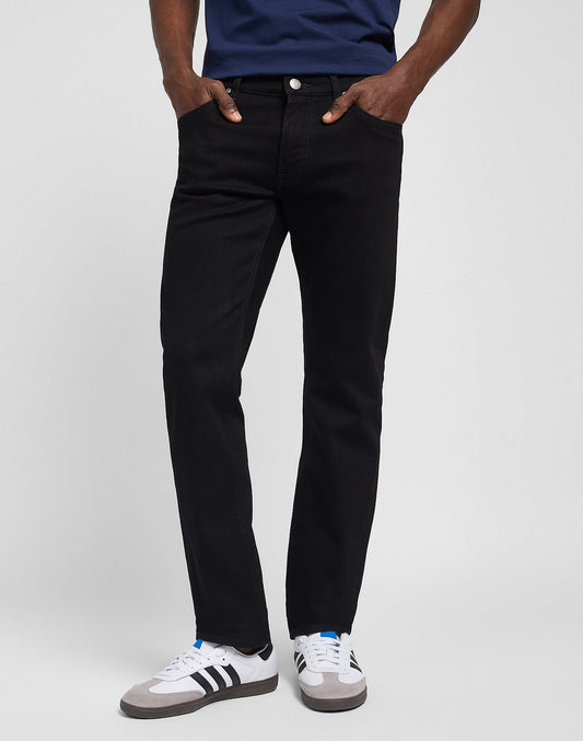 daren lee daren zip leejeans stretch regular fit raka jeans dragkedja zip black svart clean black