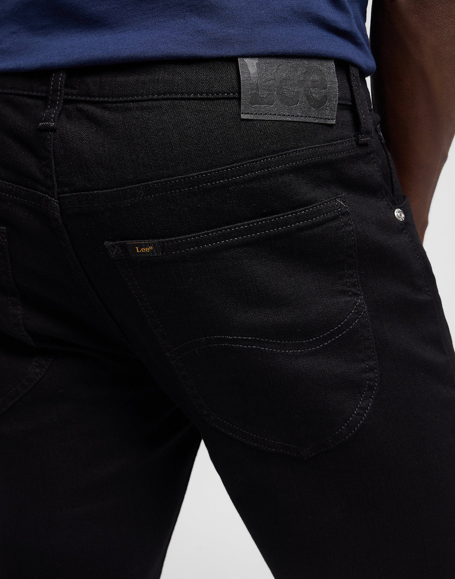 daren lee daren zip leejeans stretch regular fit raka jeans dragkedja zip black svart clean black