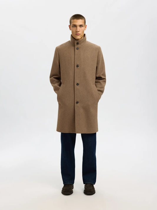 rainar lano coat selected homme rock höst rock vinter rock black svart fallen rock melange beige sand
