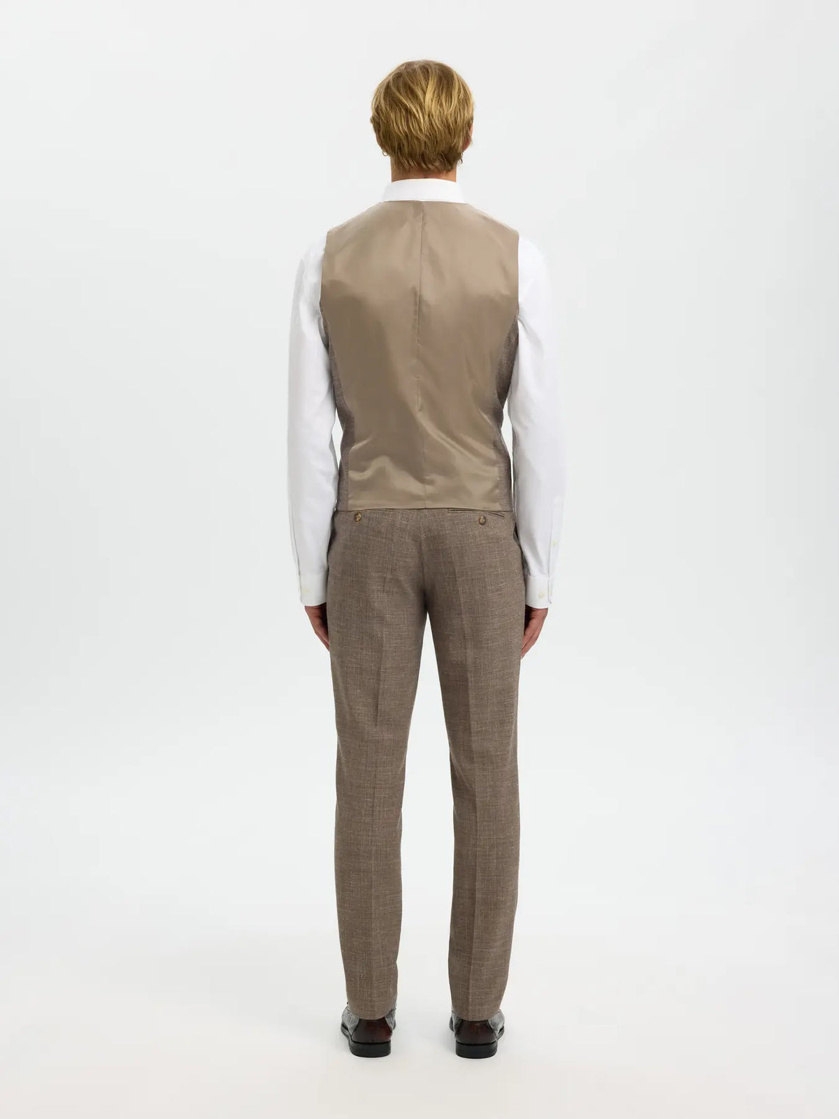 väst kostym väst oasis selected homme linne linen linne väst waistcoat dark sand beige brown brun