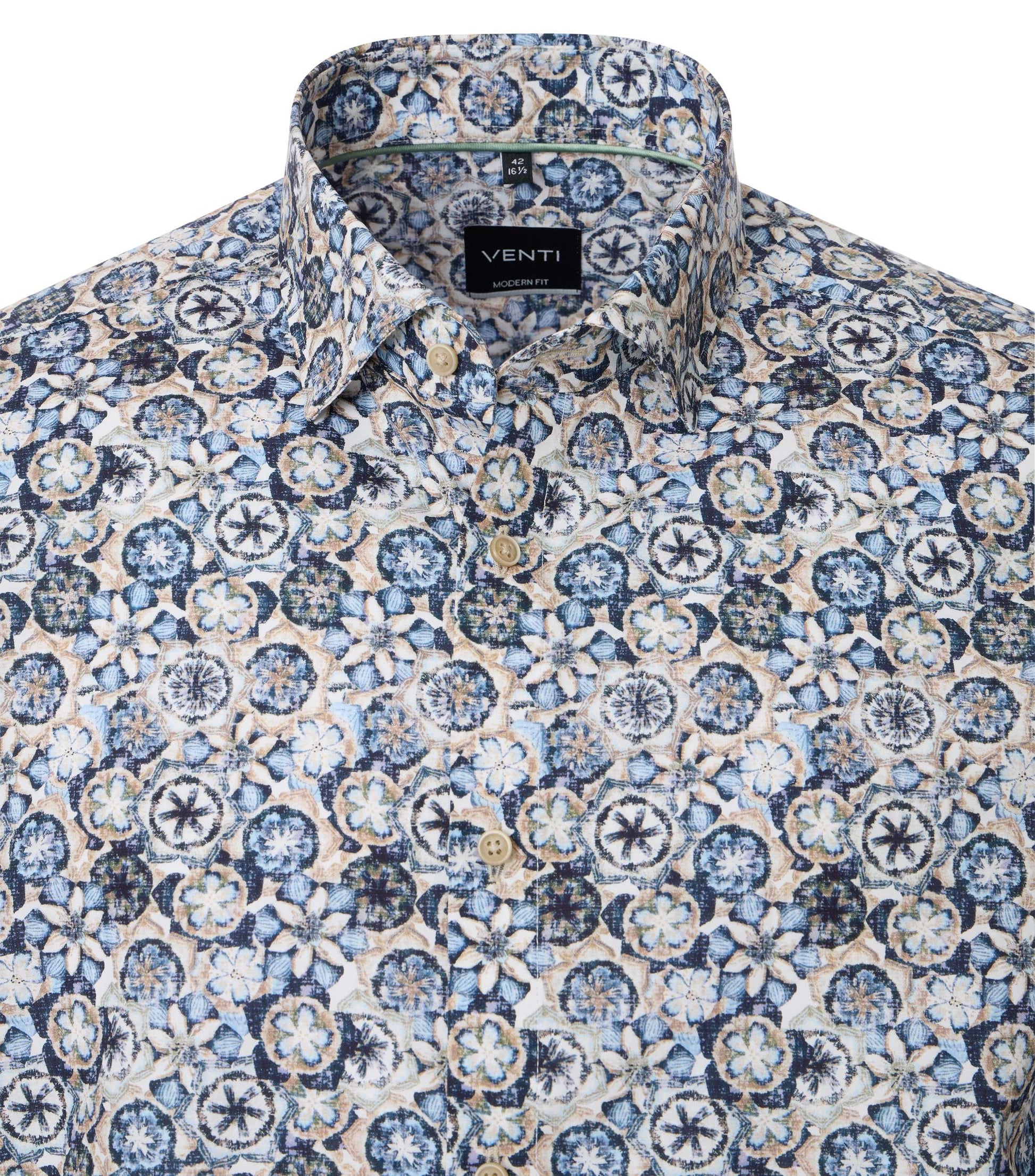 skjorta shirt venti modern fit multi flower blommor blå blue mönstrad skjorta regular fit