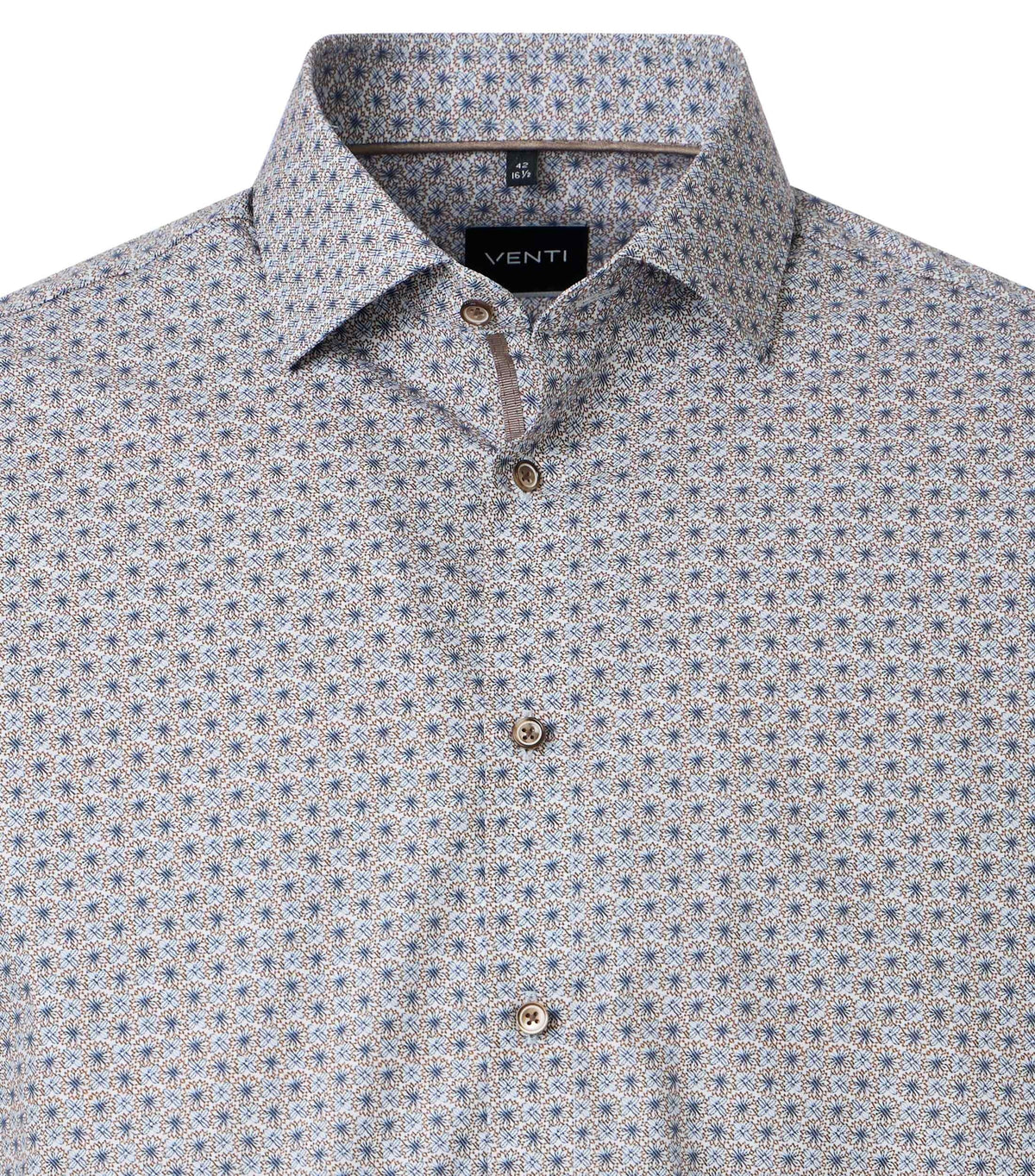 skjorta shirt venti venti shirts modern fit regular fit kostym skjorta brown blue print vit brun blå fri frakt stenungsund