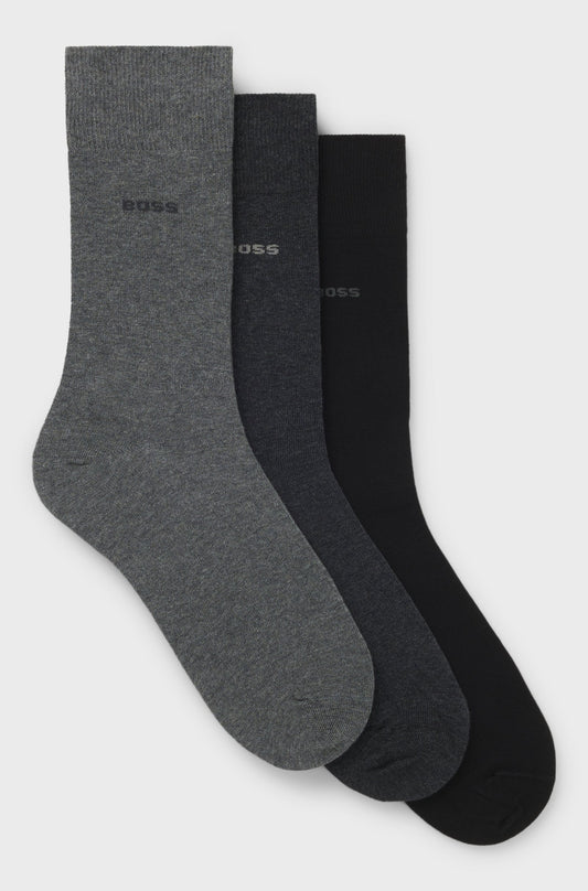 sockar strumpor boss hugo boss 3pack grå grey svart black boss sockar socks