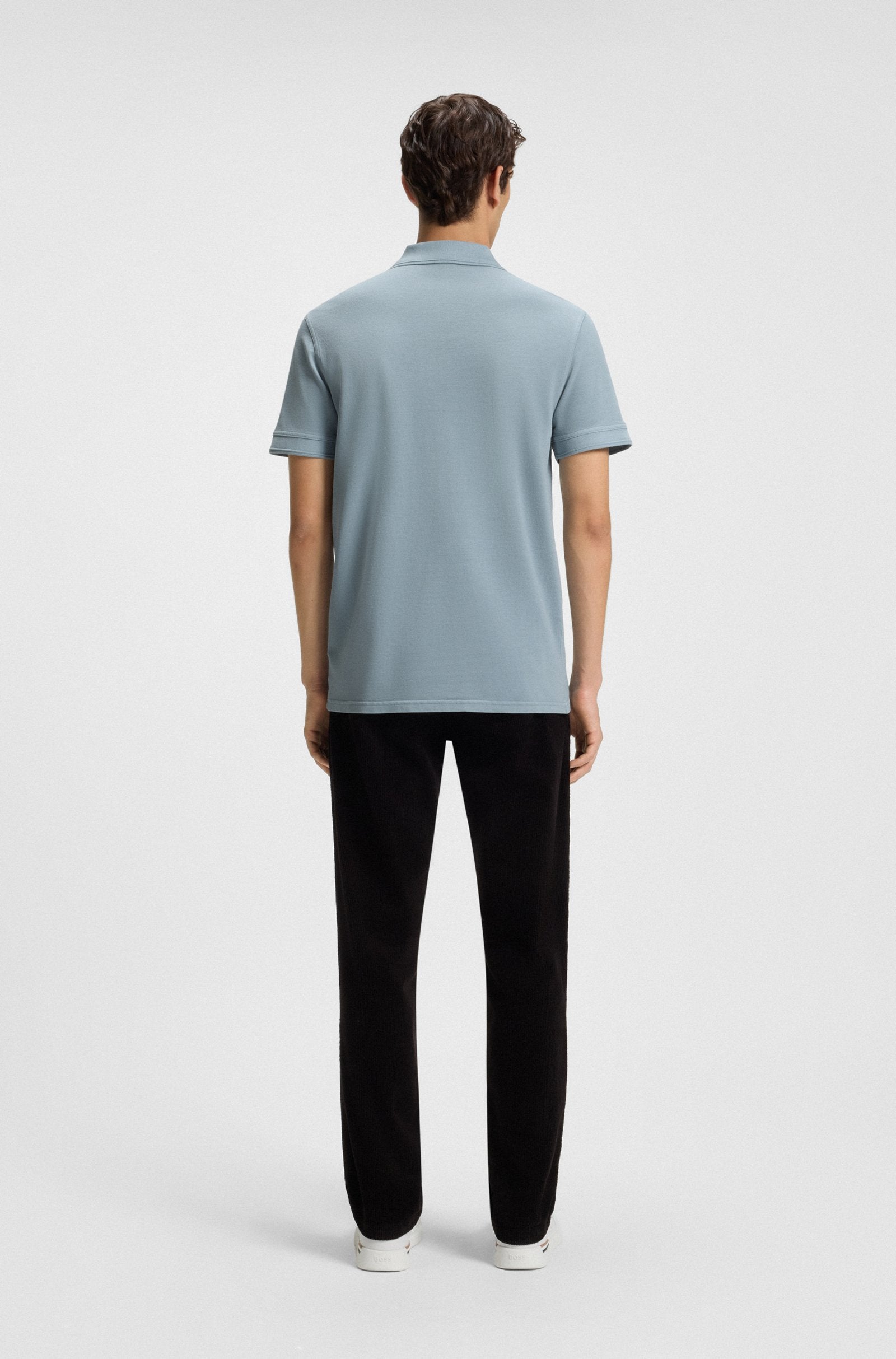pike pikè boss prime hugo boss light pastel blue blå logo boss orange pikétröja 