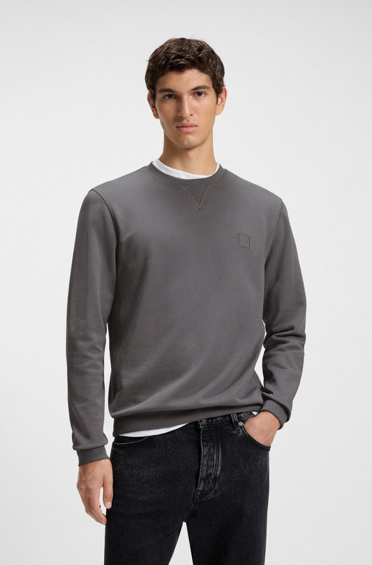 westart tröja boss orange hugo boss sweater sweat bomull regular fit open grey grå