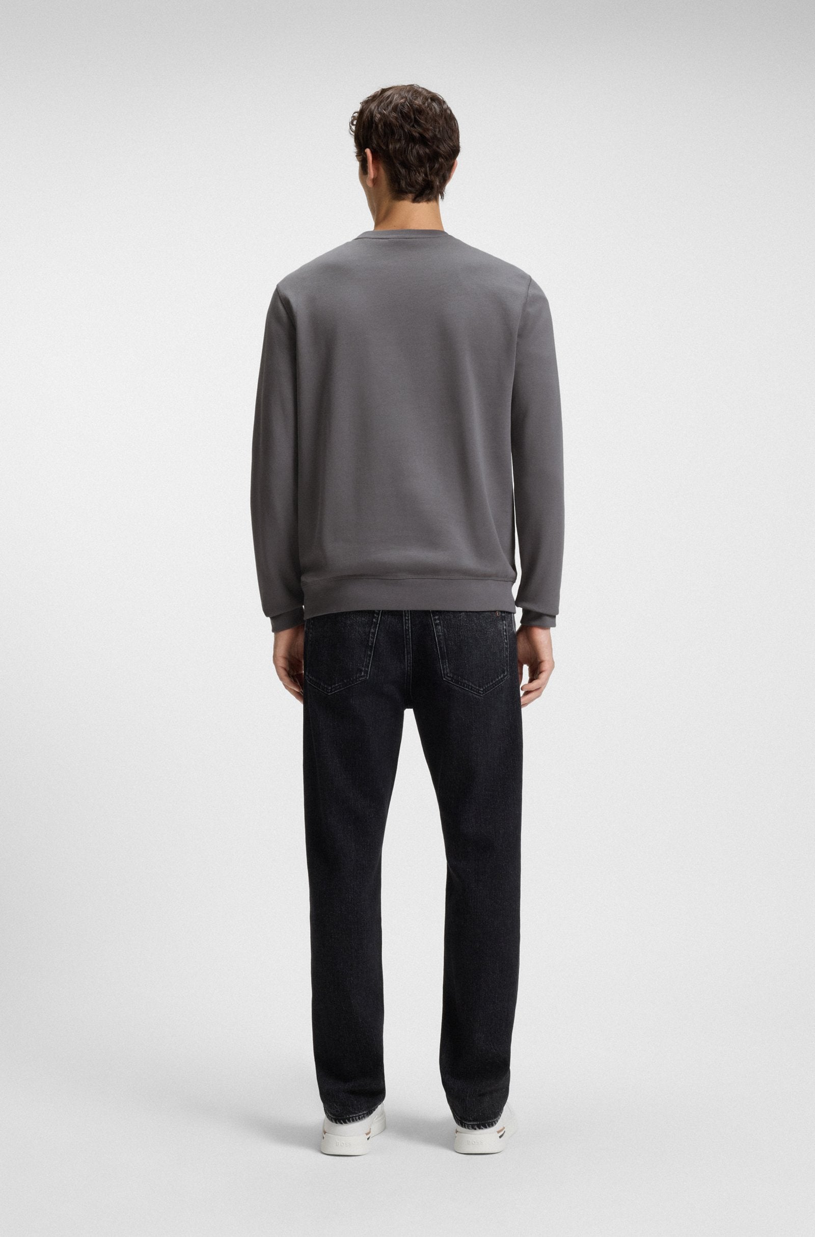 westart tröja boss orange hugo boss sweater sweat bomull regular fit open grey grå