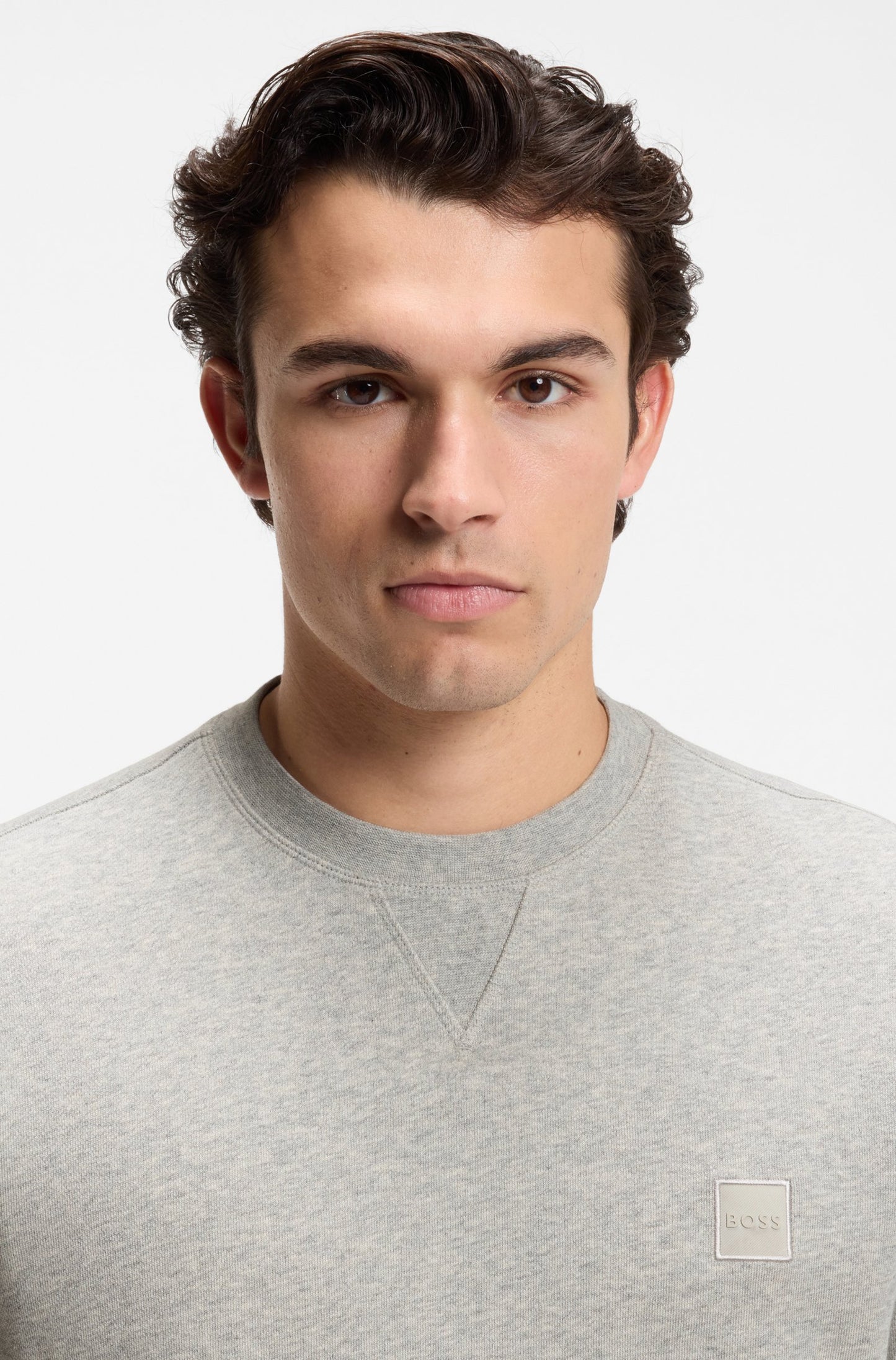 tröja boss sweater hugo boss hugoboss westart collagetröja sweatshirt open grey grå fri frakt stenungsund