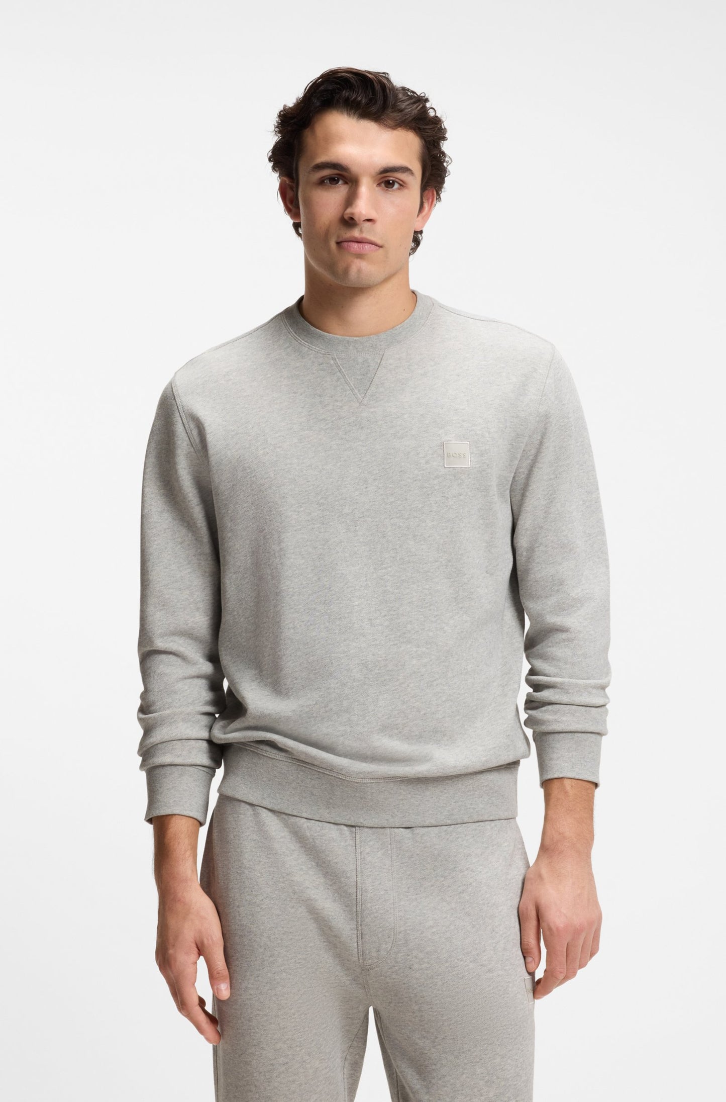 tröja boss sweater hugo boss hugoboss westart collagetröja sweatshirt open grey grå fri frakt stenungsund 
