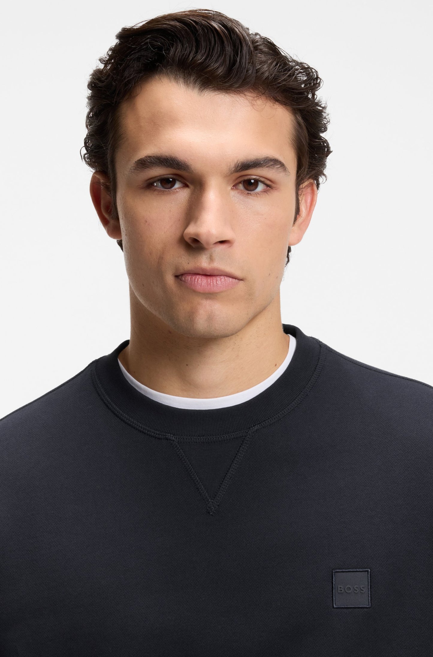 westart tröja boss orange hugo boss sweater sweat bomull regular fit dark blue navy blå hugoboss